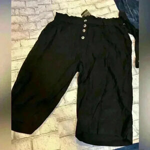 NWT women’s Helium London Black Elastic High Waist Crop Pants Size 3X